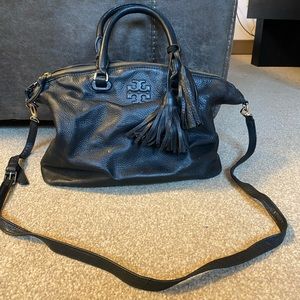 Tory Burch Thea Black Medium Crossbody Satchel Purse